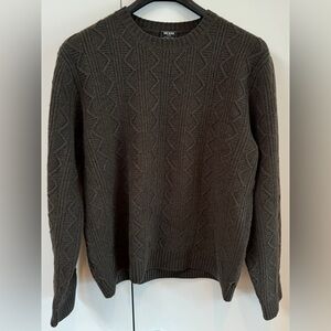 TODD SNYDER NY CREWNECK FISHERMAN SWEATER CABLE KNIT PULLOVER XL OLIVE GREEN